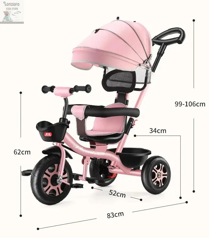 Driewielige Kinderen Pedal auto met Opvouwbare Stroller - Lonzaro Kids