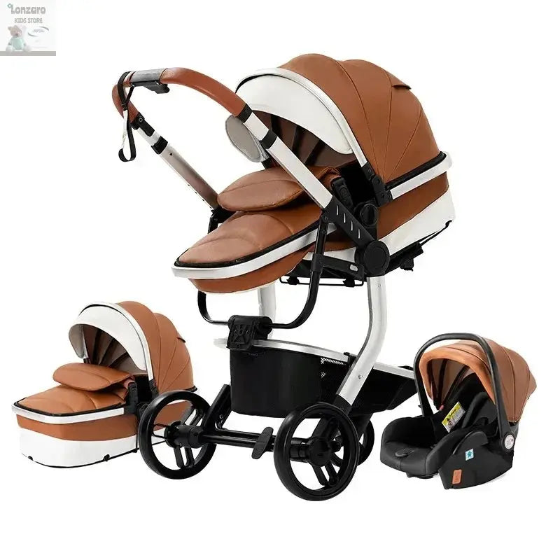 3 in 1 Stroller 3 in 1 Newborn Stroller Mom Shop Cart Baby Car Luxury High Landscape Fashion Lightweight Portable Travel Trolley Lonzaro Kids