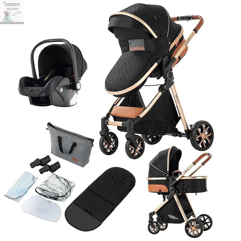 3 in 1 Stroller 3 in 1 Newborn Stroller Mom Shop Cart Baby Car Luxury High Landscape Fashion Lightweight Portable Travel Trolley Lonzaro Kids