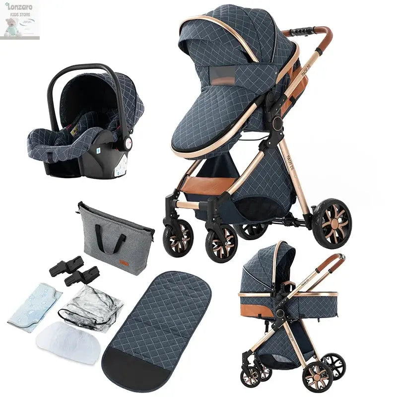 3 in 1 Stroller 3 in 1 Newborn Stroller Mom Shop Cart Baby Car Luxury High Landscape Fashion Lightweight Portable Travel Trolley Lonzaro Kids