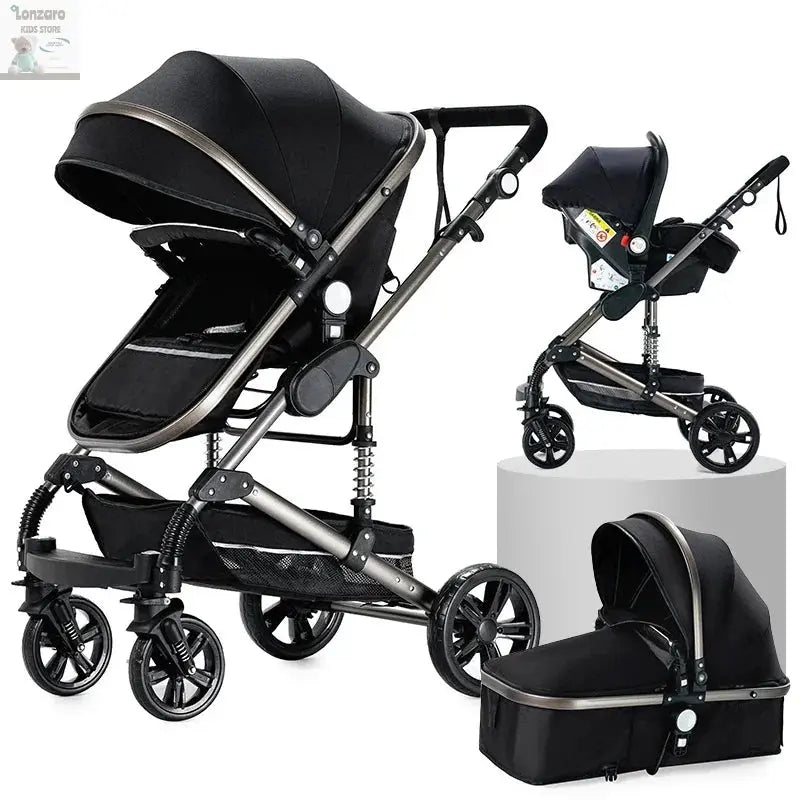 3 in 1 Stroller 3 in 1 Newborn Stroller Mom Shop Cart Baby Car Luxury High Landscape Fashion Lightweight Portable Travel Trolley Lonzaro Kids
