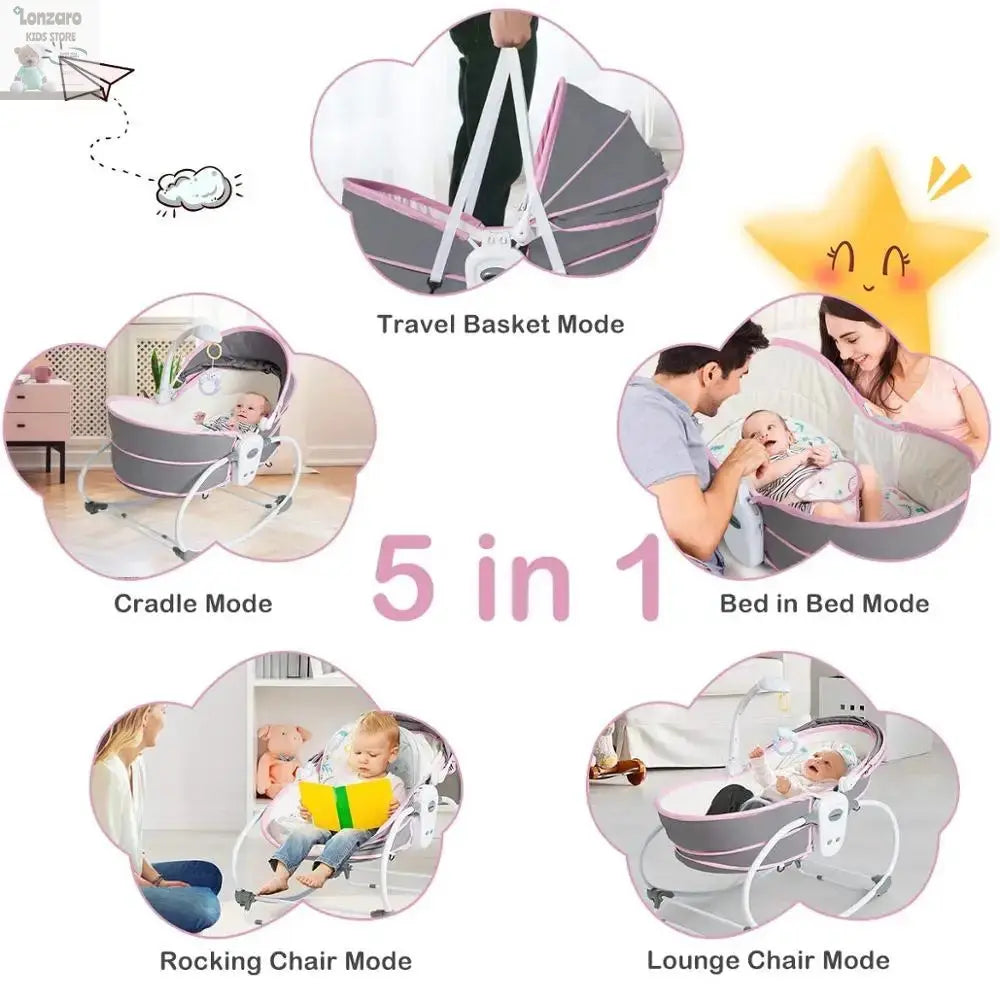 5-in-1 Elektrische Baby Wieg Lonzaro Kids