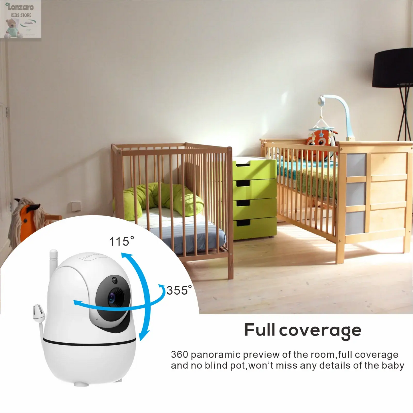 5 inch video Babyfoon met Camera en Audio - Lonzaro Kids