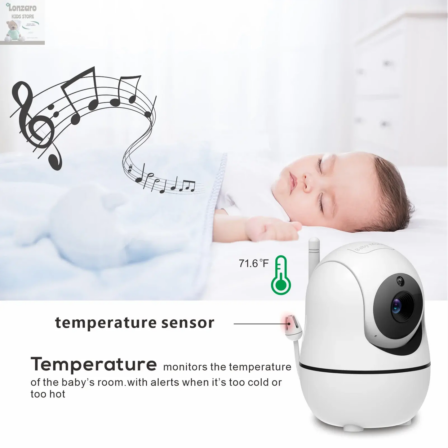 5 inch video Babyfoon met Camera en Audio - Lonzaro Kids
