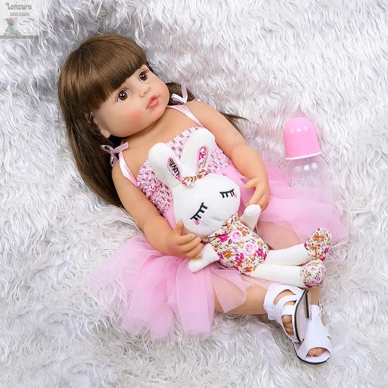 55cm NPK bebe doll reborn toddler girl pink princess baty toy very soft full body silicone girl doll Lonzaro Kids