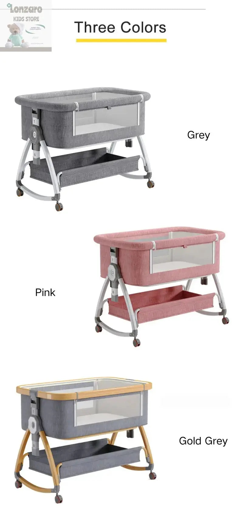 Baby Bed 3-1 Multifunctioneel - Lonzaro Kids