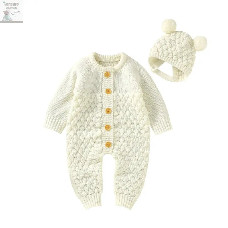 Baby rompers Set - Gebreide Jumpsuit met Muts - Lonzaro Kids