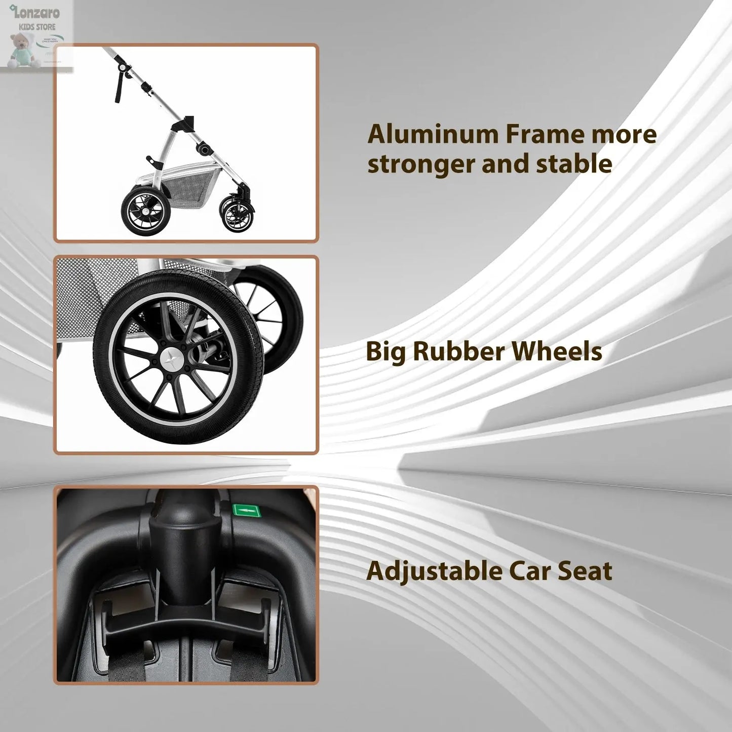 Kinderwagen 3 in 1 Multifunctioneel - Lonzaro Kids