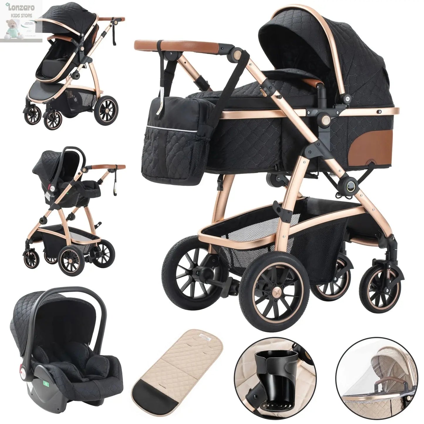 Kinderwagen 3 in 1 Multifunctioneel - Lonzaro Kids