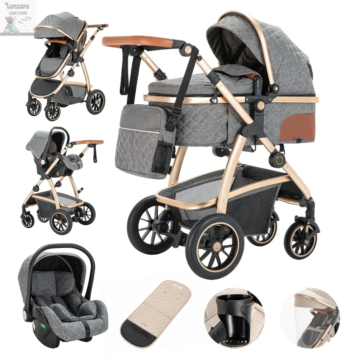 Kinderwagen 3 in 1 Multifunctioneel - Lonzaro Kids