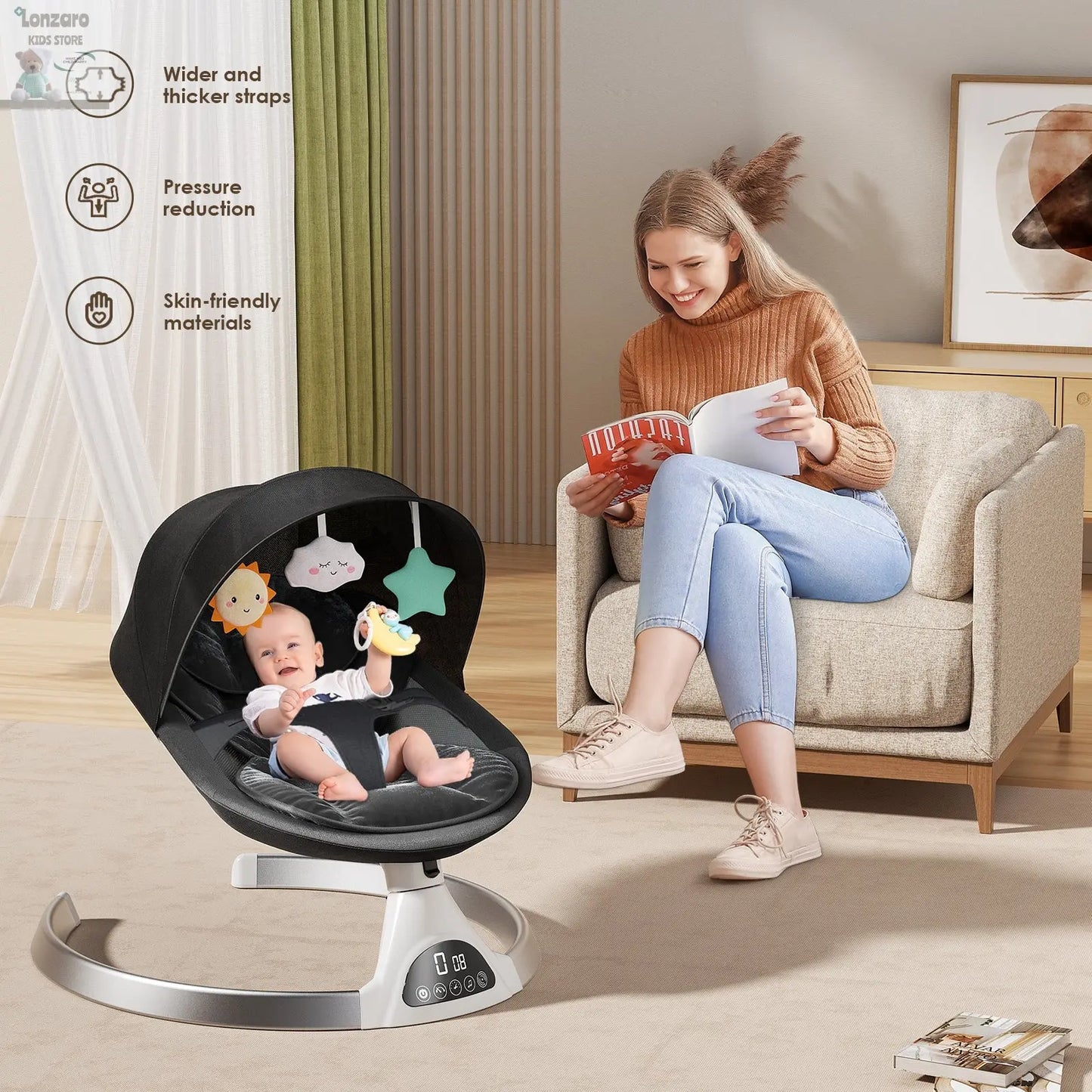 Elektrische Schommelstoel Mobile App - Lonzaro Kids