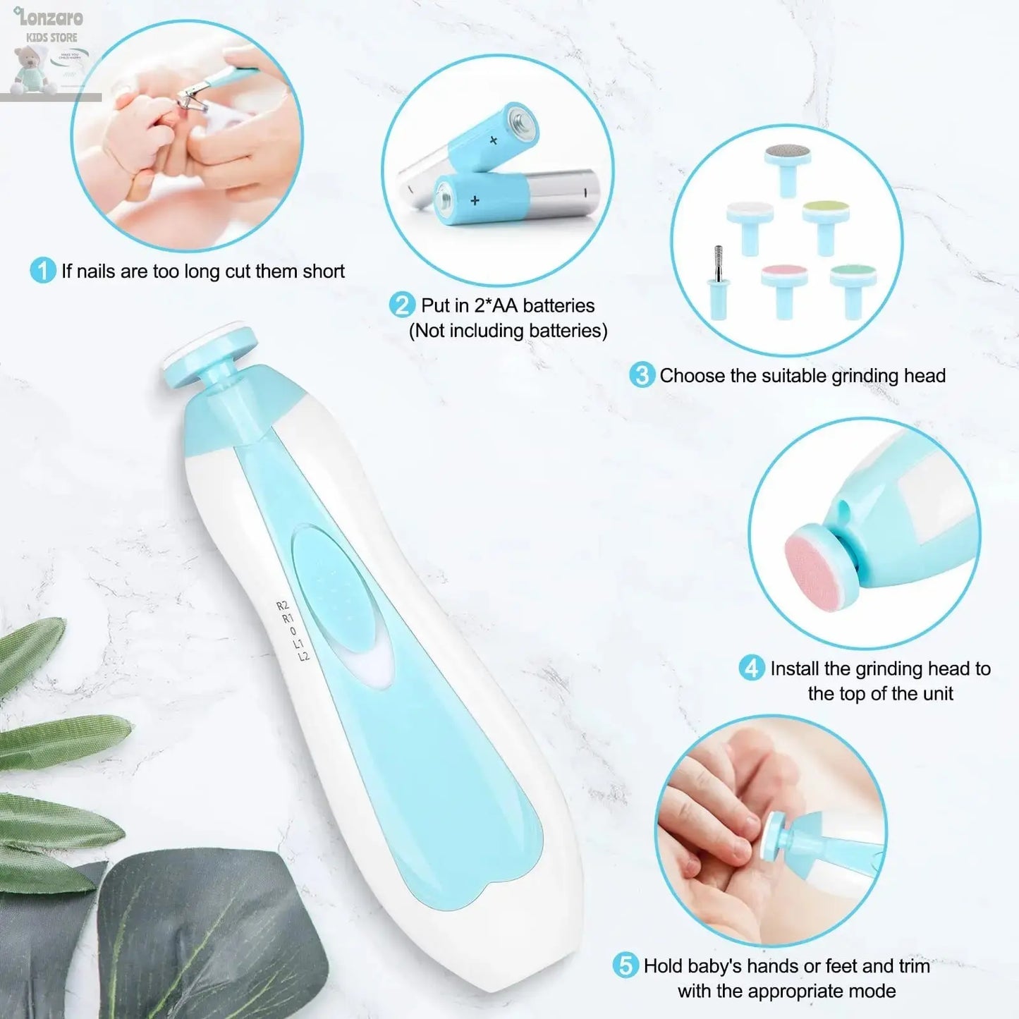 BabyTrimmer Elektrisch Nagelverzorging Set Lonzaro Kids