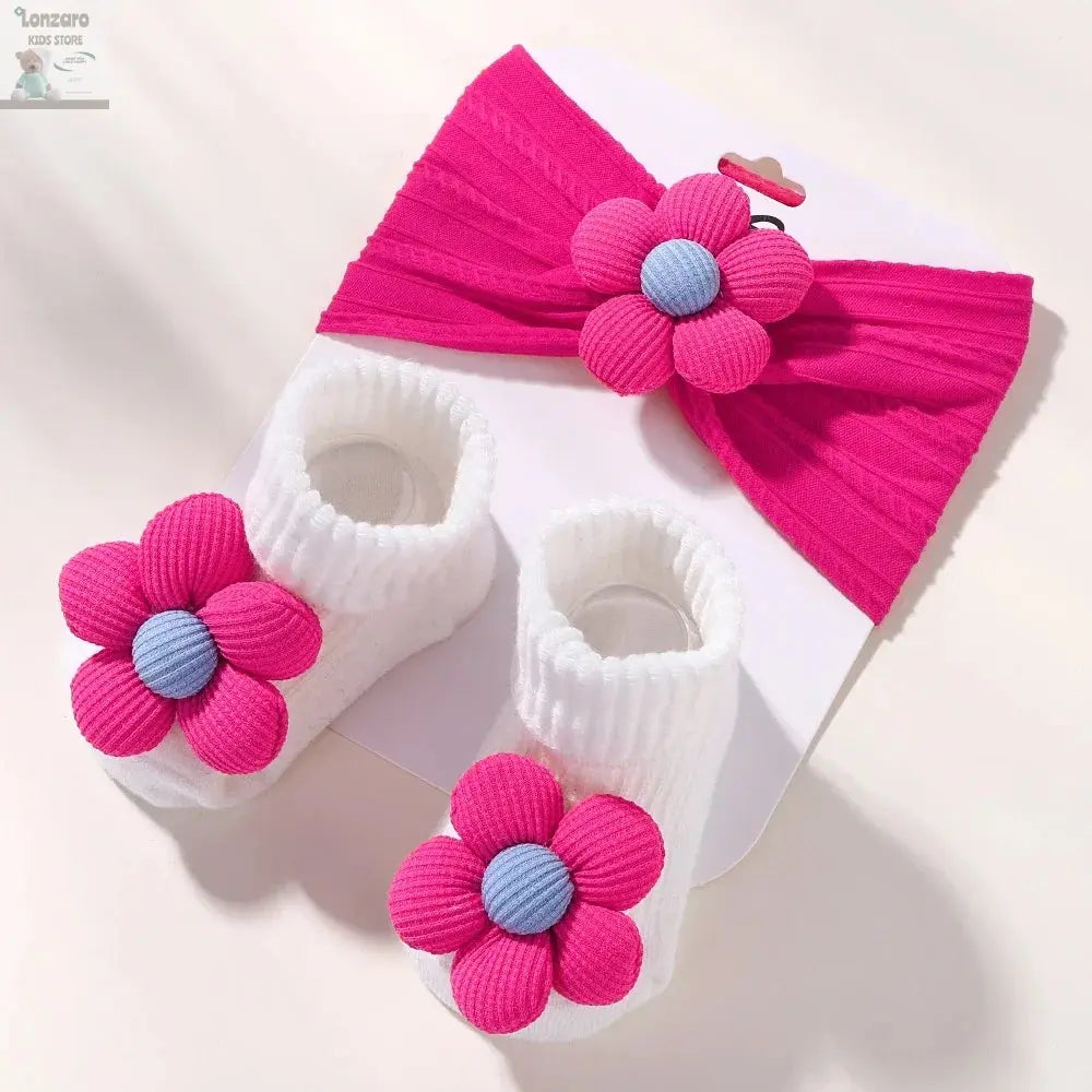 Bloemige Babyset: Hoofdband & Sokken - Lonzaro Kids