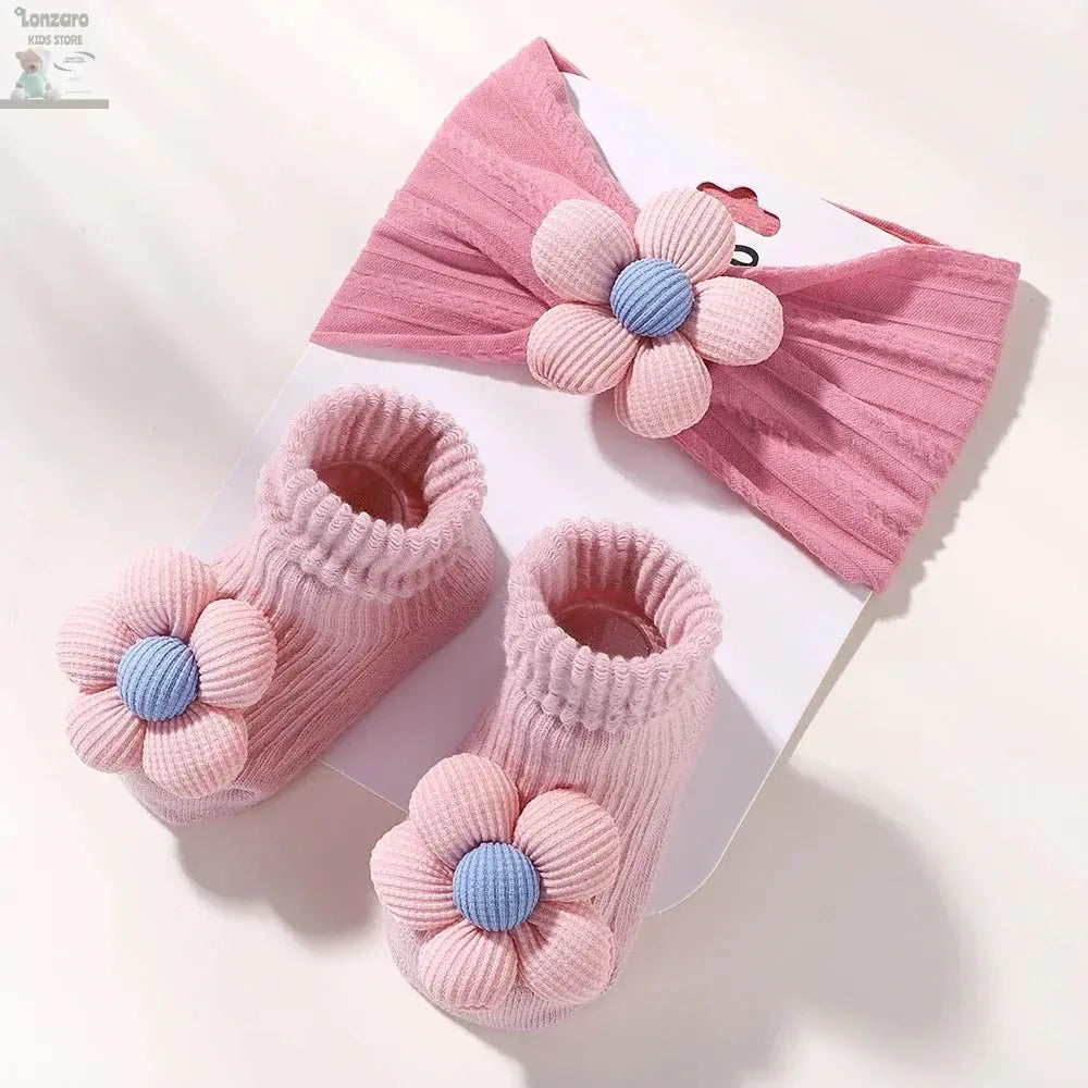 Bloemige Babyset: Hoofdband & Sokken - Lonzaro Kids