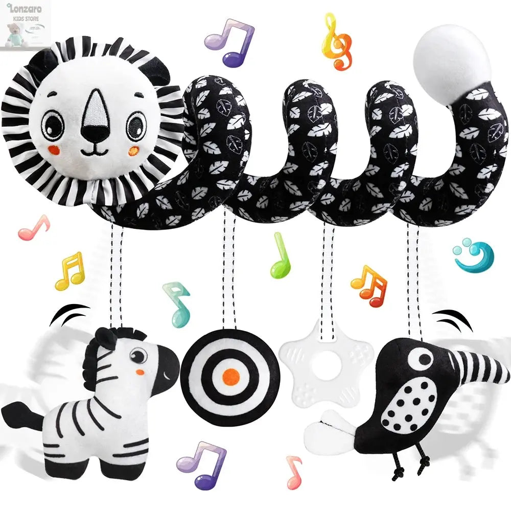 Car Seat Toys for Babies Rattle Mirror Crinkle Squeaky Carseat Stroller Toys 0-6 Months Developmental Newborn Baby Girl Gifts Lonzaro Kids