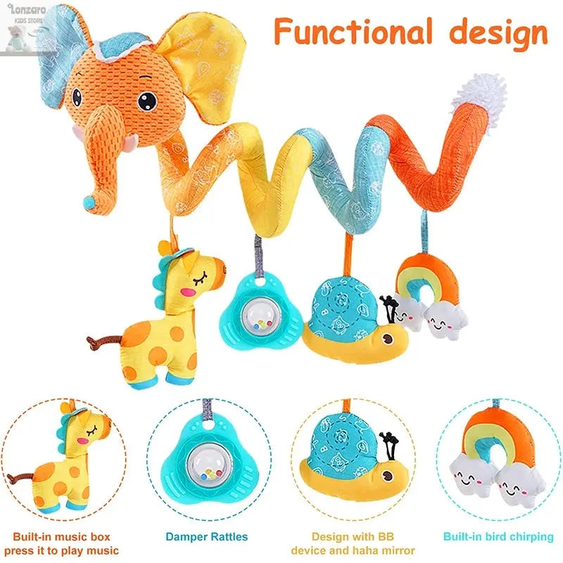 Car Seat Toys for Babies Rattle Mirror Crinkle Squeaky Carseat Stroller Toys 0-6 Months Developmental Newborn Baby Girl Gifts Lonzaro Kids