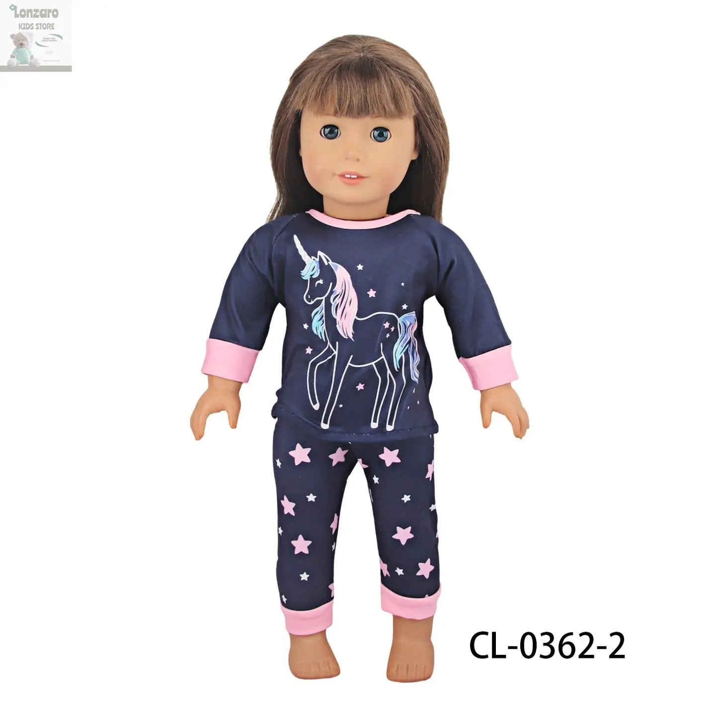 Doll Clothes Pajamas For 43cm Baby New Born&American 18 Inch Girl Doll Unicorn Shark Cartoon Clothes Suit For Generation Doll Lonzaro Kids