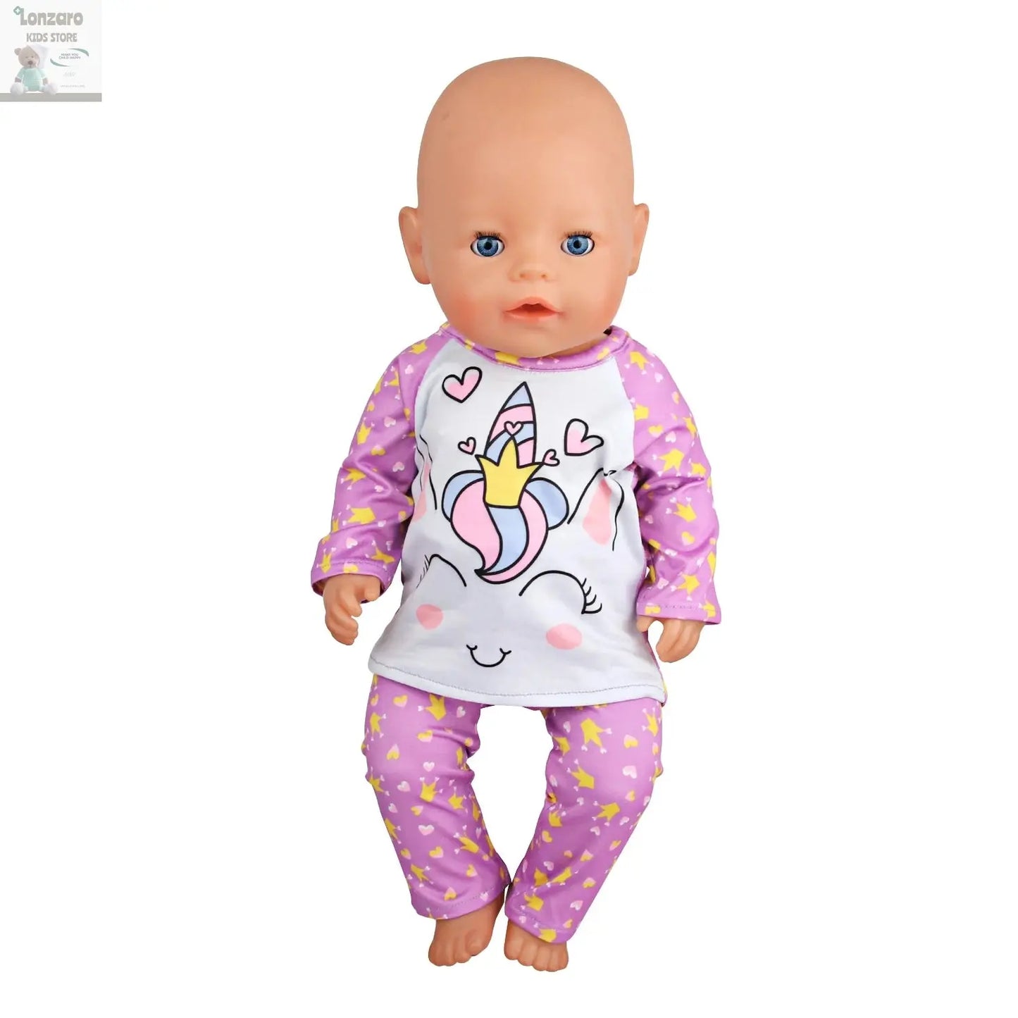 Doll Clothes Pajamas For 43cm Baby New Born&American 18 Inch Girl Doll Unicorn Shark Cartoon Clothes Suit For Generation Doll Lonzaro Kids