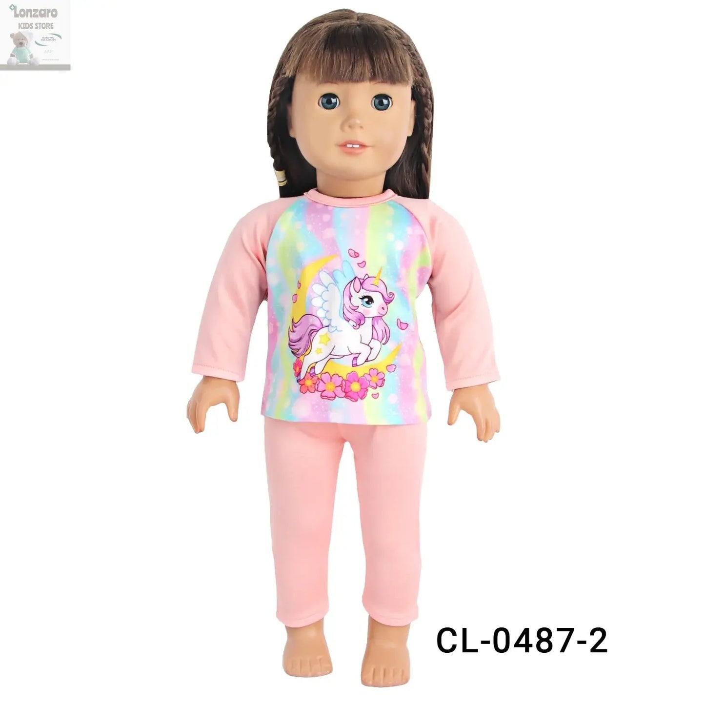 Doll Clothes Pajamas For 43cm Baby New Born&American 18 Inch Girl Doll Unicorn Shark Cartoon Clothes Suit For Generation Doll Lonzaro Kids