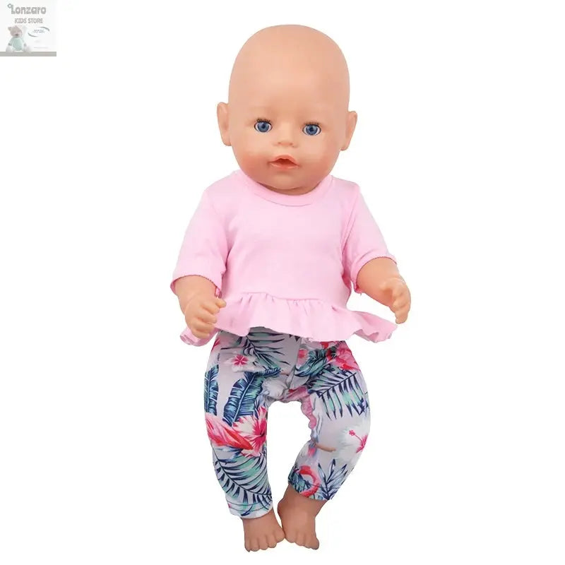 Doll Clothes Pajamas For 43cm Baby New Born&American 18 Inch Girl Doll Unicorn Shark Cartoon Clothes Suit For Generation Doll Lonzaro Kids