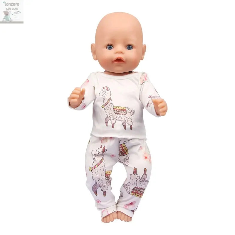 Doll Clothes Pajamas For 43cm Baby New Born&American 18 Inch Girl Doll Unicorn Shark Cartoon Clothes Suit For Generation Doll Lonzaro Kids