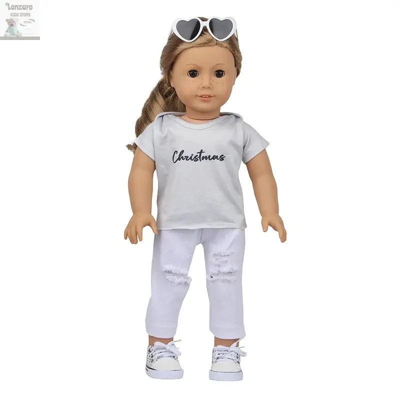 Doll Clothes Pajamas For 43cm Baby New Born&American 18 Inch Girl Doll Unicorn Shark Cartoon Clothes Suit For Generation Doll Lonzaro Kids
