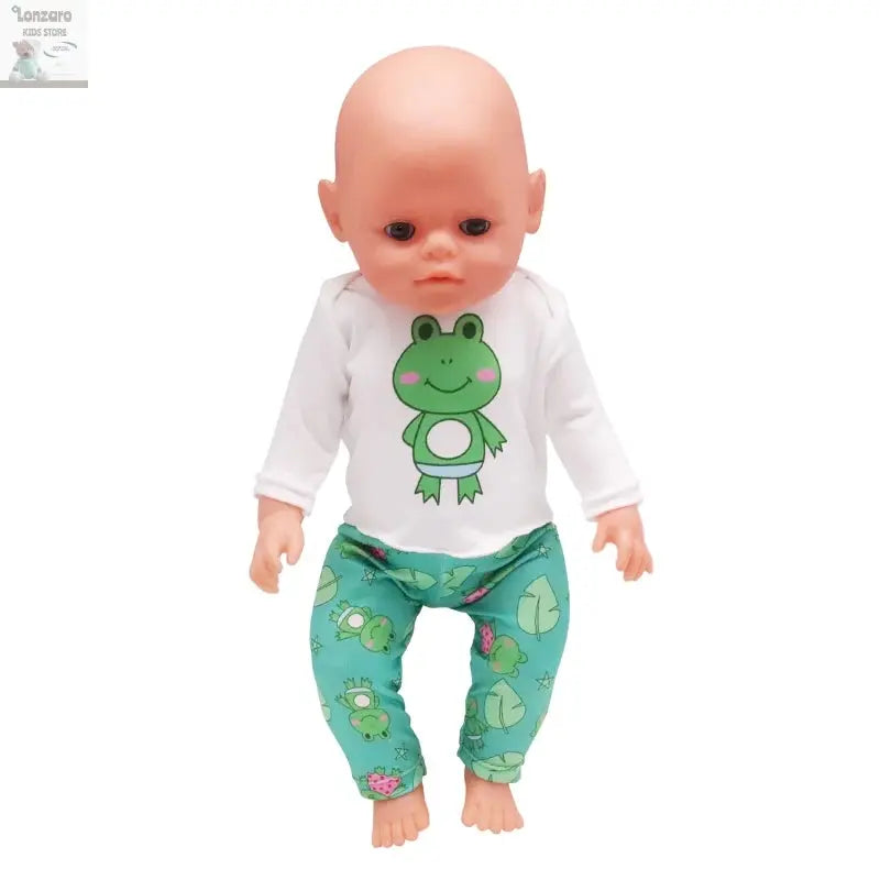 Doll Clothes Pajamas For 43cm Baby New Born&American 18 Inch Girl Doll Unicorn Shark Cartoon Clothes Suit For Generation Doll Lonzaro Kids