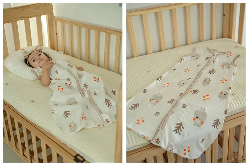 Sleeping Bags For Baby 3-18Months Summer Thin Baby One-Piece Sleepwear Cute Bear Print Cartoon Sleepsack Anti-Kick Blanket Lonzaro Kids