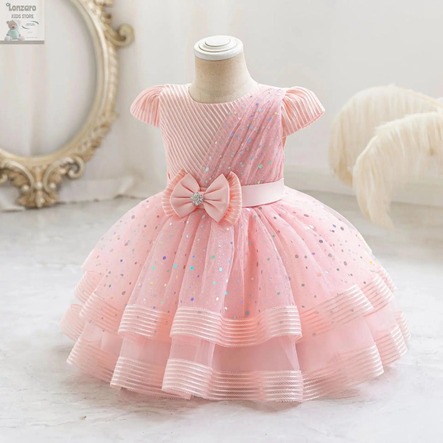 HETISO Dots Sparkling Baby Girls Princess Dress Striped Summer Christmas Wedding Ball Gown for Birthday Party Costume 6M-4 Years Lonzaro Kids