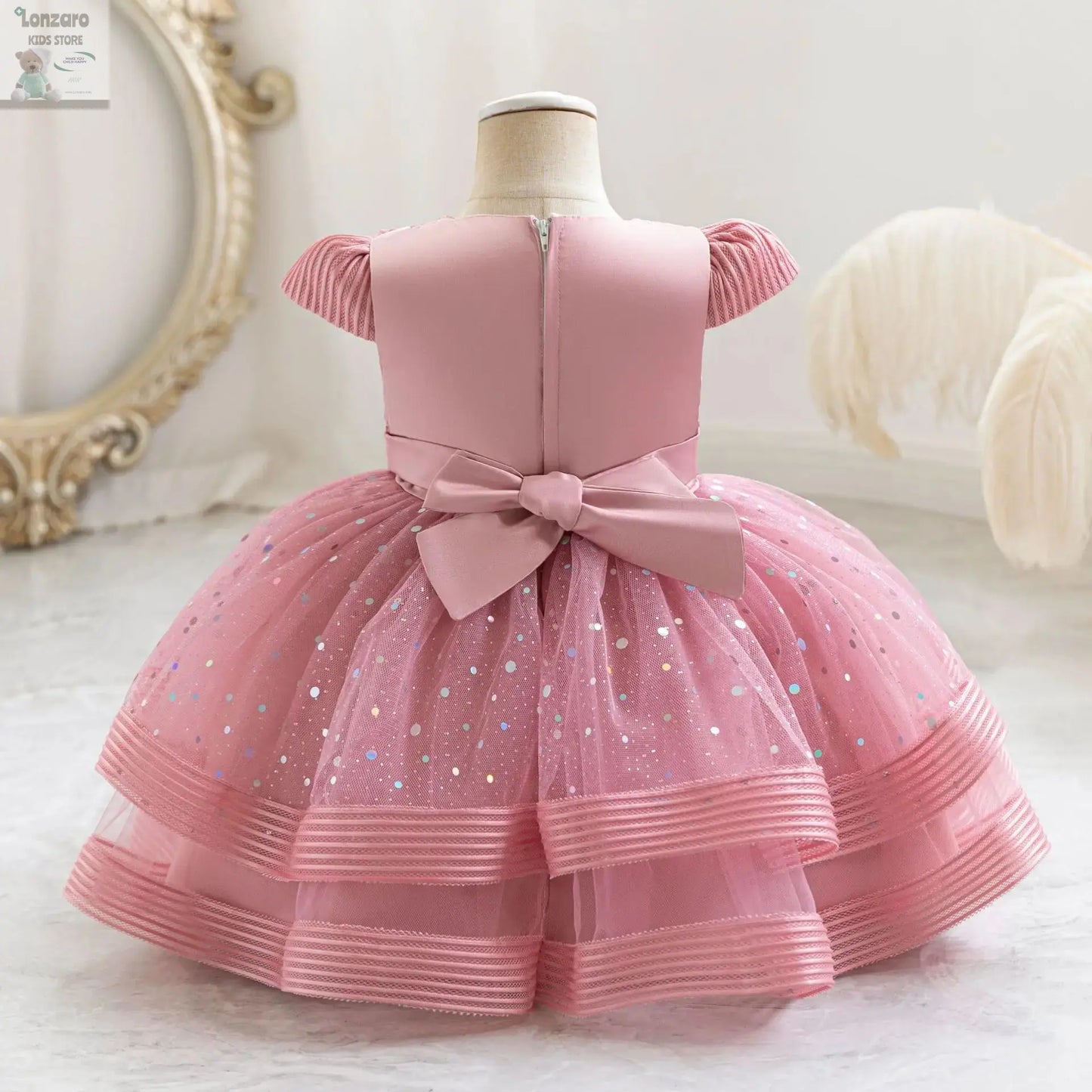 HETISO Dots Sparkling Baby Girls Princess Dress Striped Summer Christmas Wedding Ball Gown for Birthday Party Costume 6M-4 Years Lonzaro Kids