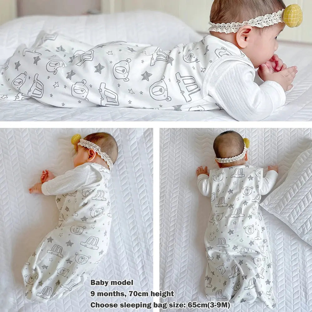 Sleeping Bags For Baby 3-18Months Summer Thin Baby One-Piece Sleepwear Cute Bear Print Cartoon Sleepsack Anti-Kick Blanket Lonzaro Kids