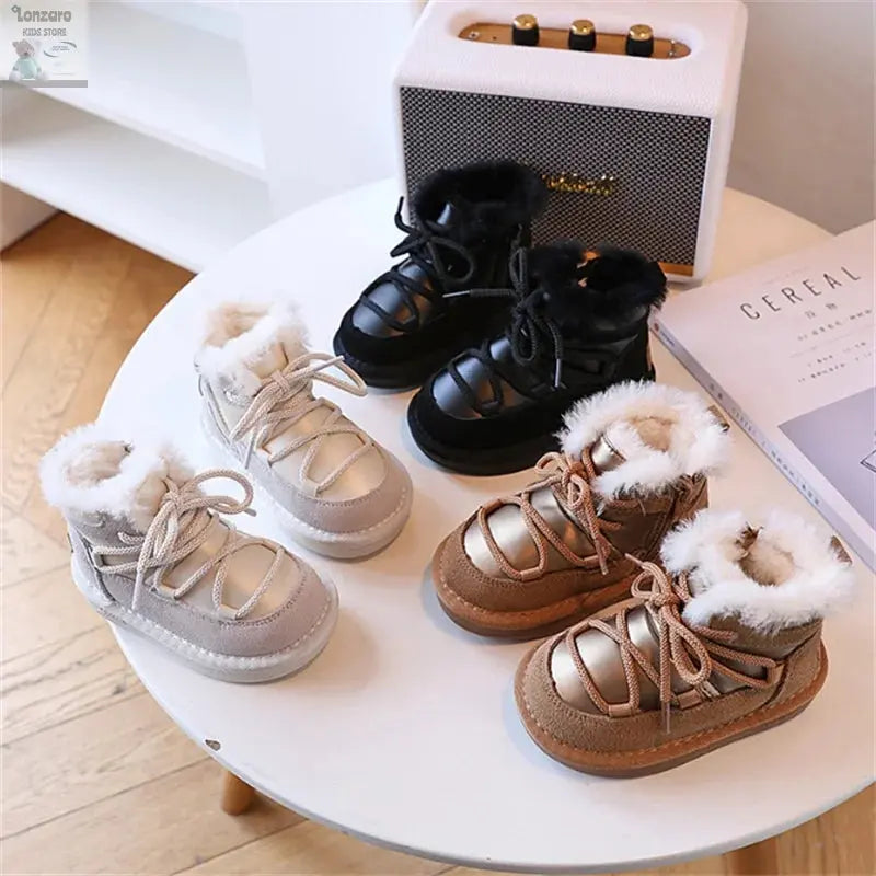 Kinder Snowboots: Warme Leer en Pluche voor 1-6 Jaar - Lonzaro Kids