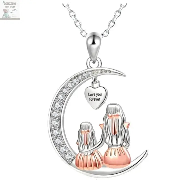 Moeder Dochter Maan Hanger Ketting - Lonzaro Kids