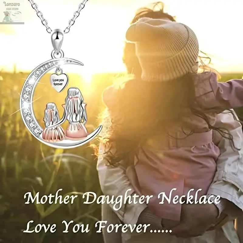 Moeder Dochter Maan Hanger Ketting - Lonzaro Kids
