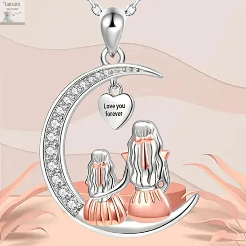 Moeder Dochter Maan Hanger Ketting - Lonzaro Kids