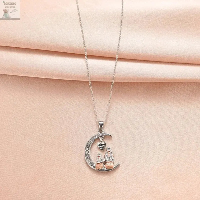 Moeder Dochter Maan Hanger Ketting - Lonzaro Kids
