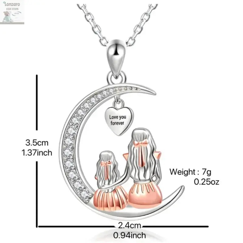 Moeder Dochter Maan Hanger Ketting - Lonzaro Kids