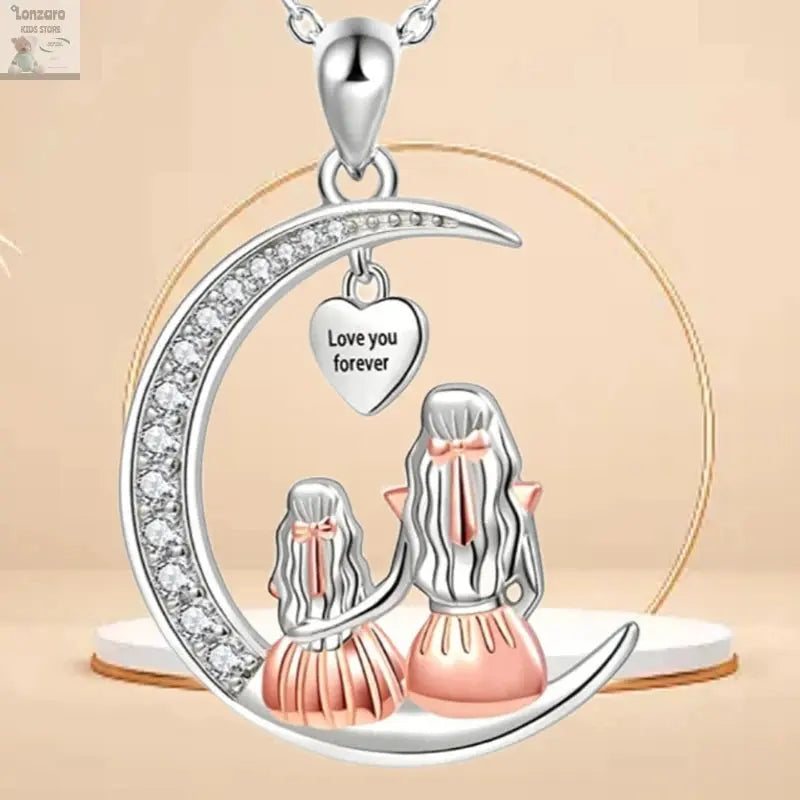 Moeder Dochter Maan Hanger Ketting - Lonzaro Kids