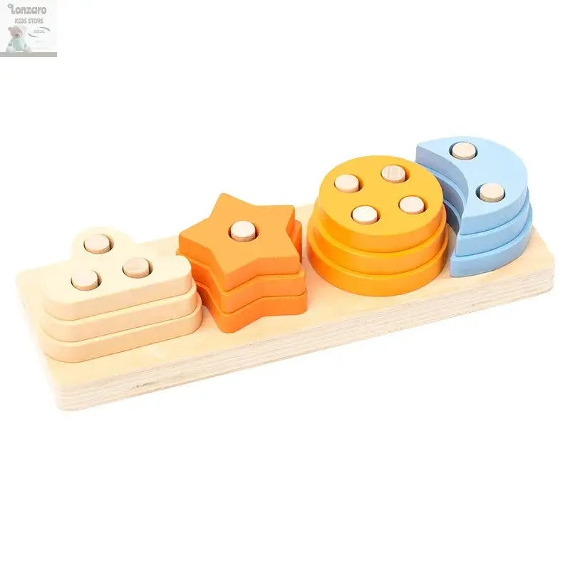 Montessori Wooden Educational Toys for Children 1 2Y Baby Shape Color Sorter Block Puzzles Toddler Large Geometric Stacking Toys Lonzaro Kids