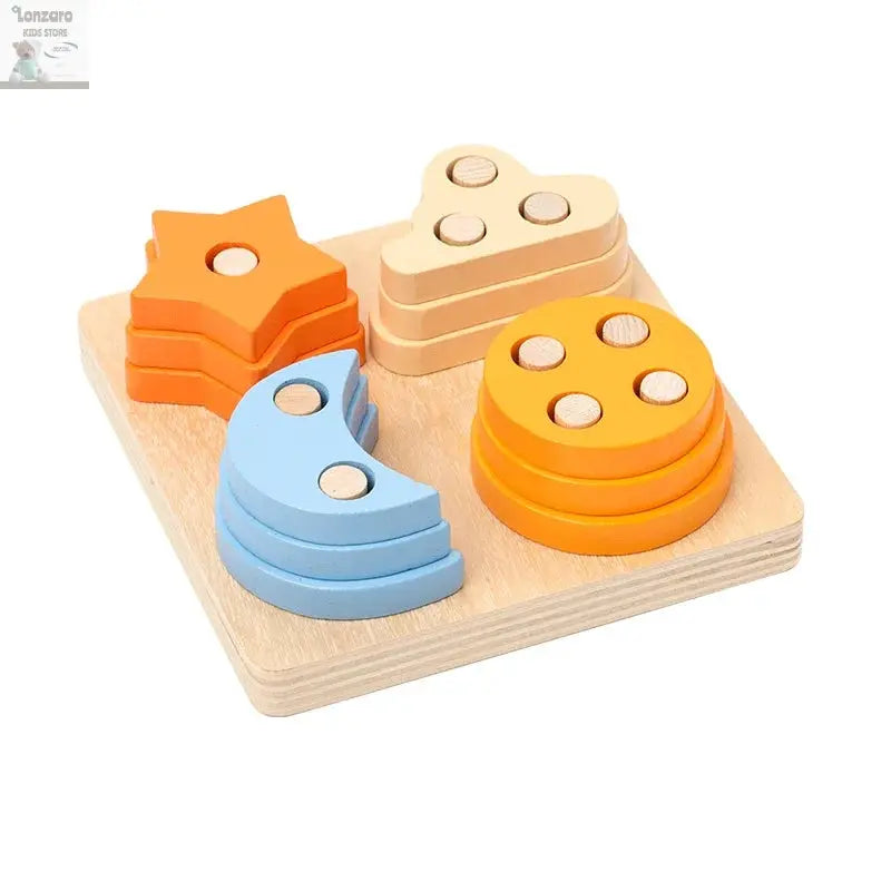 Montessori Wooden Educational Toys for Children 1 2Y Baby Shape Color Sorter Block Puzzles Toddler Large Geometric Stacking Toys Lonzaro Kids