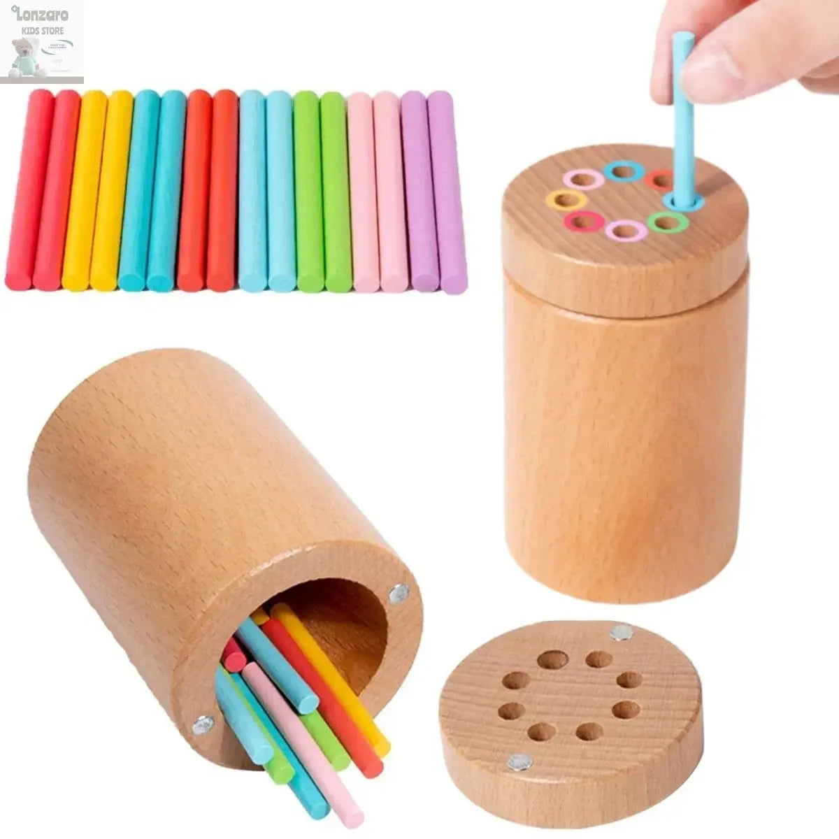 Montessori Wooden Toys Color Sorting Fine Motor Toys Shape Matching Sensory Toys Early Educational Puzzle Toys for Toddlers Lonzaro Kids