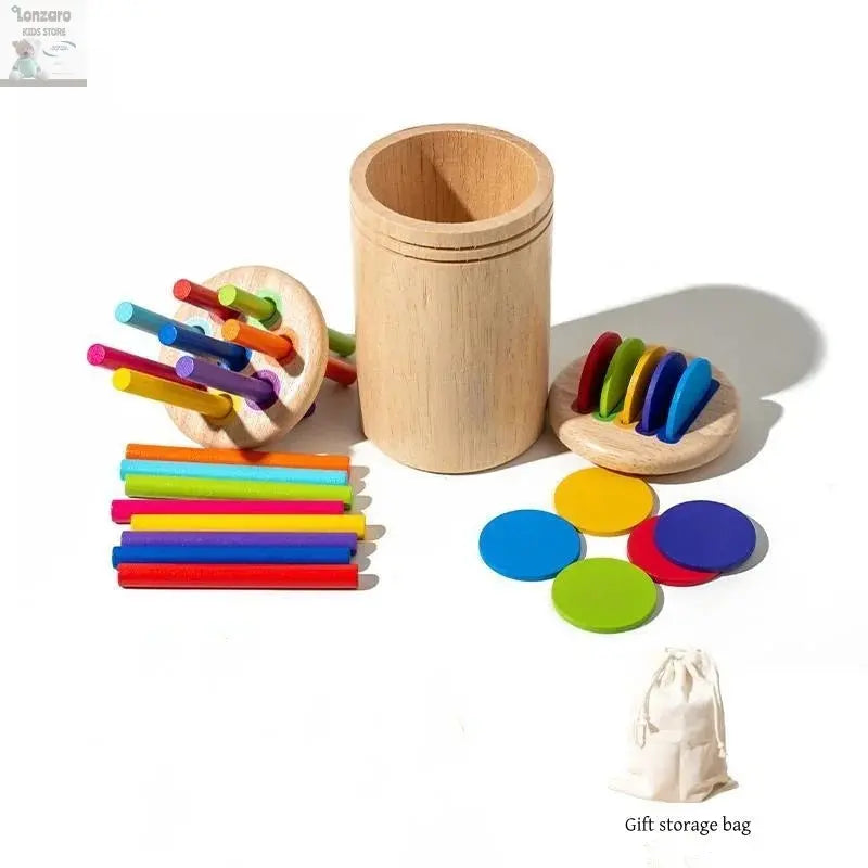 Montessori Wooden Toys Color Sorting Fine Motor Toys Shape Matching Sensory Toys Early Educational Puzzle Toys for Toddlers Lonzaro Kids