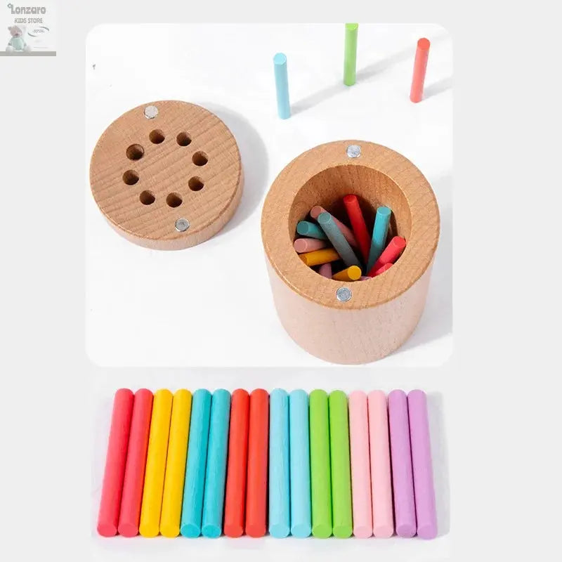 Montessori Wooden Toys Color Sorting Fine Motor Toys Shape Matching Sensory Toys Early Educational Puzzle Toys for Toddlers Lonzaro Kids