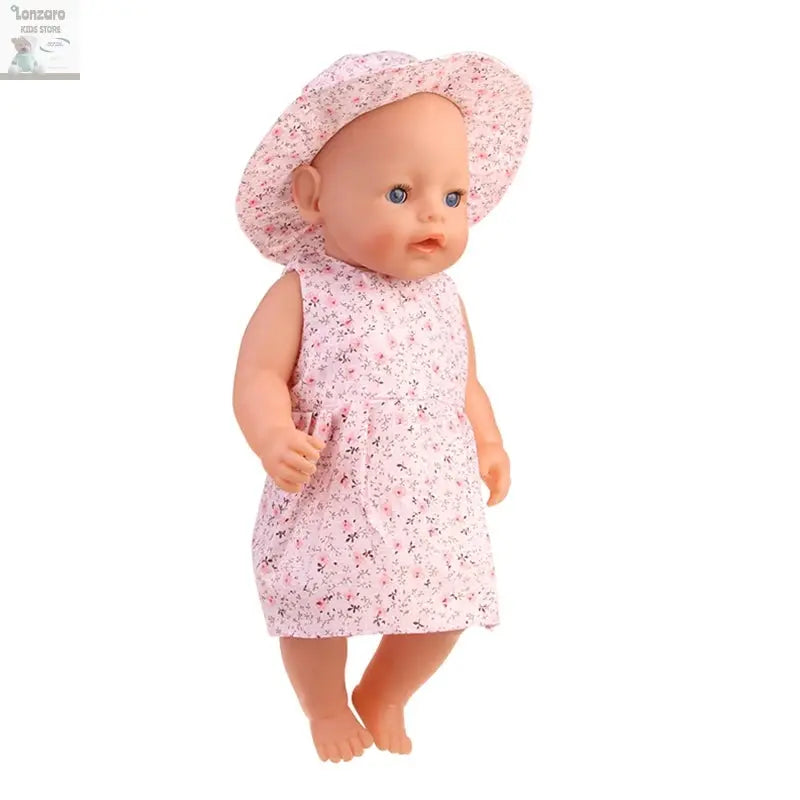 New 43 cm Born Baby Doll Clothes Hat Dress For 18 Inch 1/3 BJD Dolls White Sock Underwear For Girl Lonzaro Kids