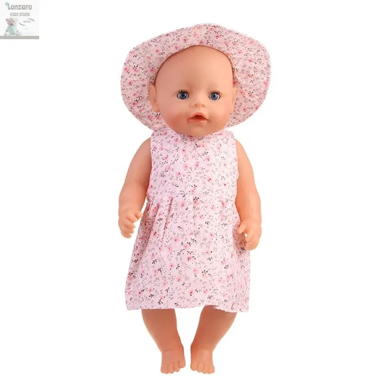 New 43 cm Born Baby Doll Clothes Hat Dress For 18 Inch 1/3 BJD Dolls White Sock Underwear For Girl Lonzaro Kids