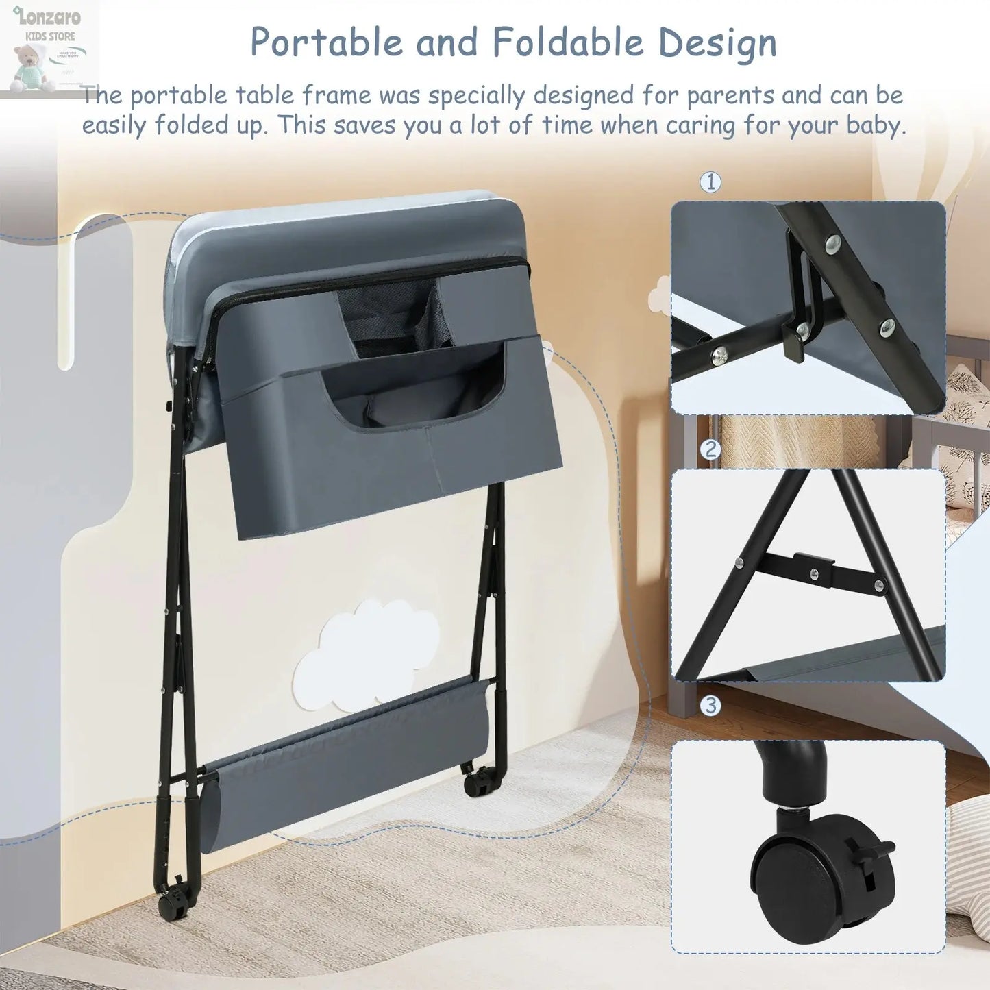 Opvouwbare Baby Verschoontafel Lonzaro Kids