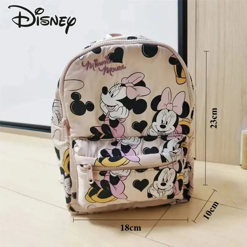 Disney Cartoon Mickey Mouse Cute Fashion Backpack Women's Minnie Canvas School Bag Fashion Large Capacity Backpack Girls Mochila Lonzaro Kids