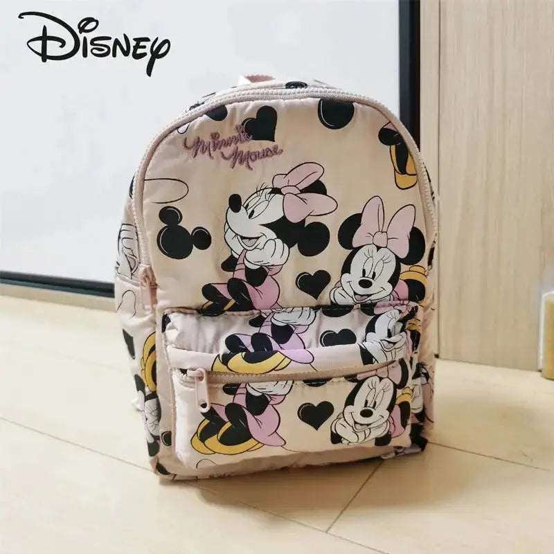 Disney Cartoon Mickey Mouse Cute Fashion Backpack Women's Minnie Canvas School Bag Fashion Large Capacity Backpack Girls Mochila Lonzaro Kids