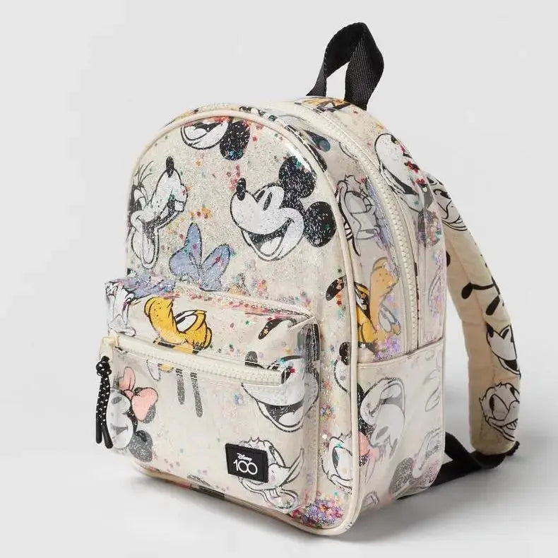 Disney Cartoon Mickey Mouse Cute Fashion Backpack Women's Minnie Canvas School Bag Fashion Large Capacity Backpack Girls Mochila Lonzaro Kids
