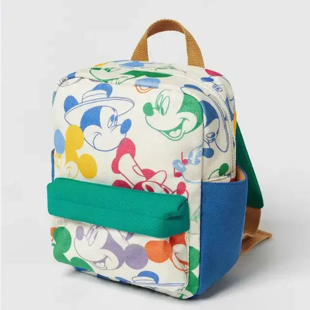 Disney Cartoon Mickey Mouse Cute Fashion Backpack Women's Minnie Canvas School Bag Fashion Large Capacity Backpack Girls Mochila Lonzaro Kids